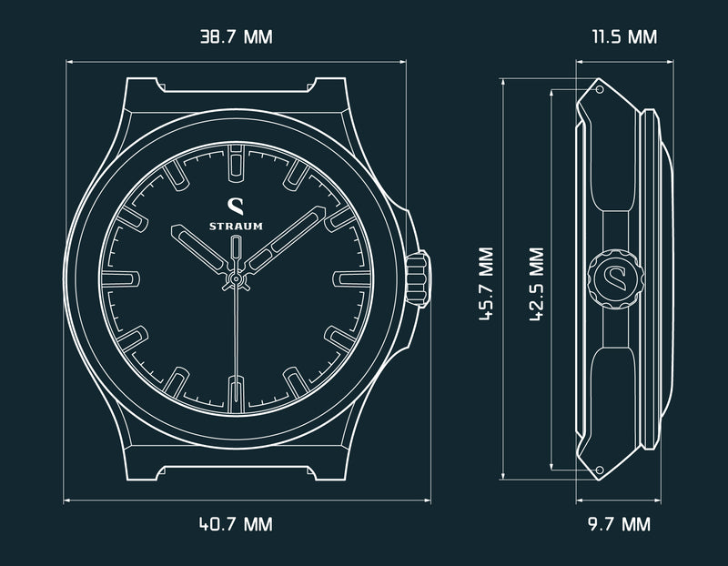Jan Mayen Titanium Arctic Blue dimensions drawing